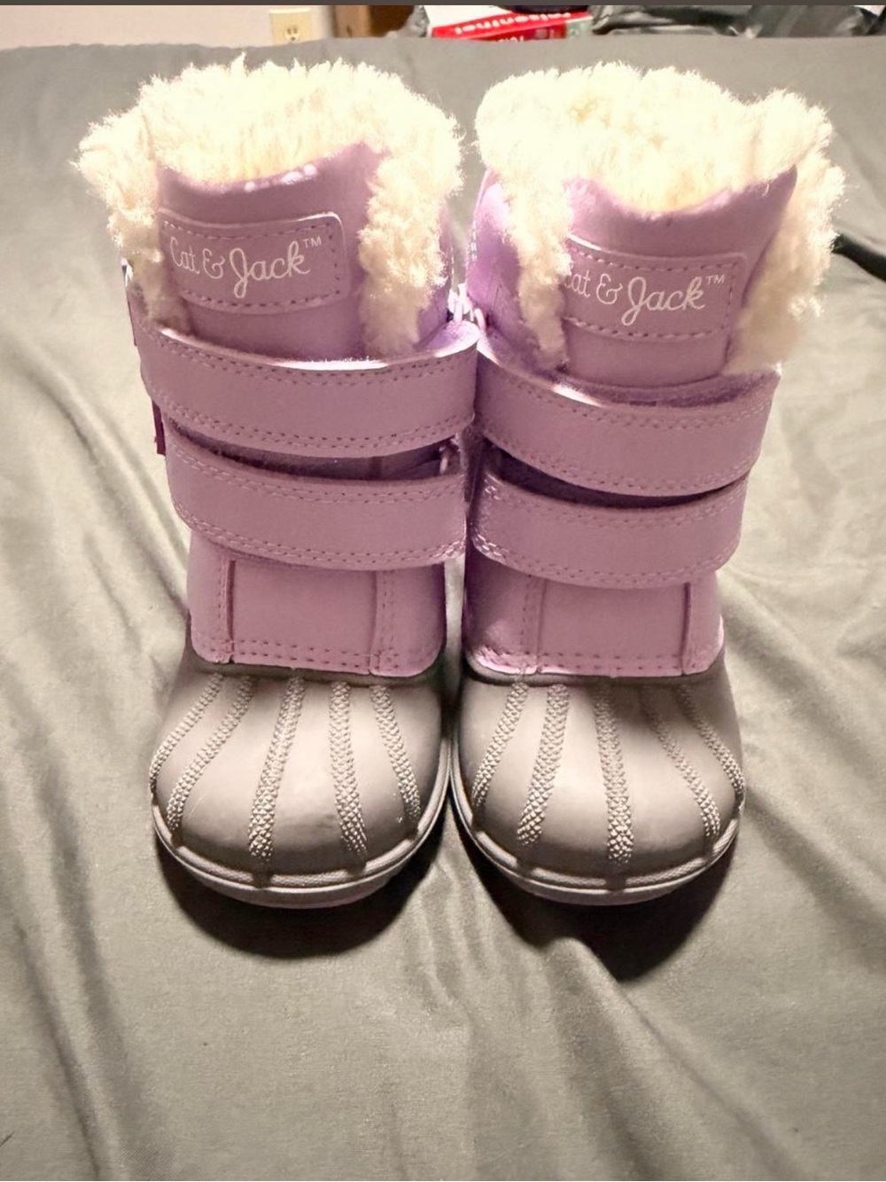 Cat & Jack Lavender and Gray Kids' Waterproof Snow Boots